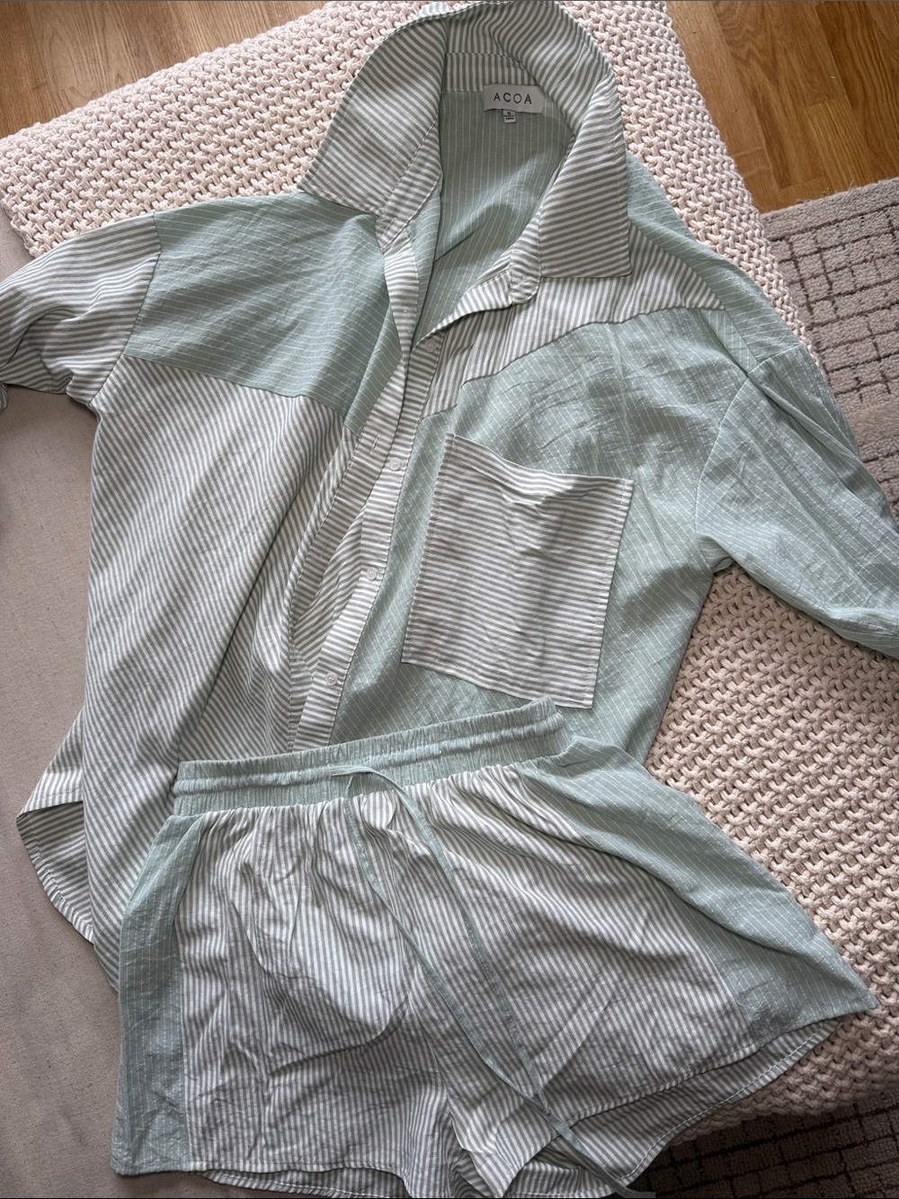 ACOA Matching Green and White Stripe Lounge Set - NWOT